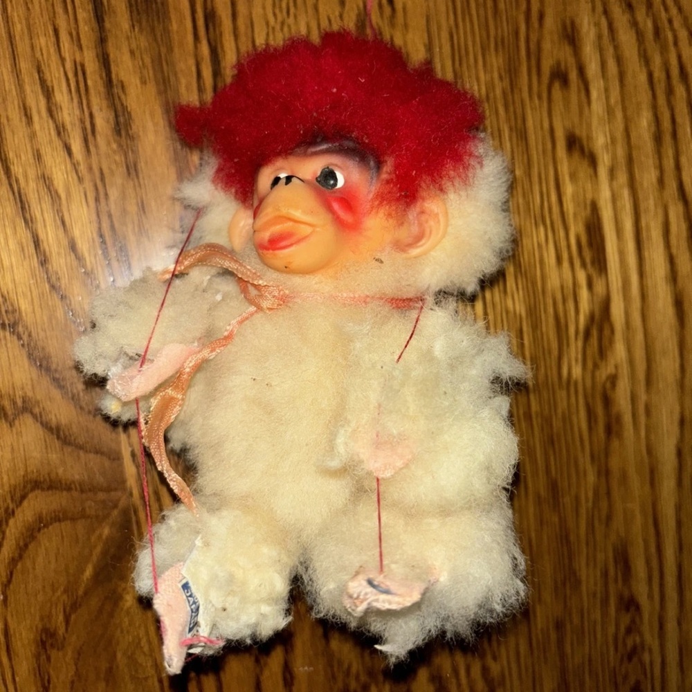 Vintage Monkey Marionette puppet 1970s possibly rabbit fur